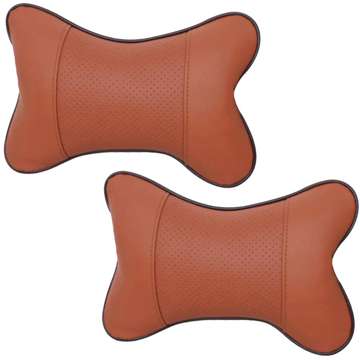 2x Pillow for the headrest for the car comfortable car headrest for the neck Brown