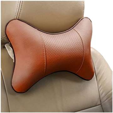 2x Pillow for the headrest for the car comfortable car headrest for the neck Brown