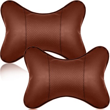 2x Pillow for the headrest for the car comfortable car headrest for the neck Brown