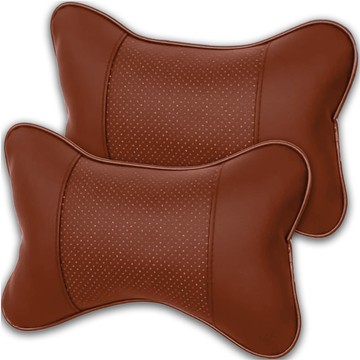 2x Pillow for the headrest for the car comfortable car headrest for the neck Brown