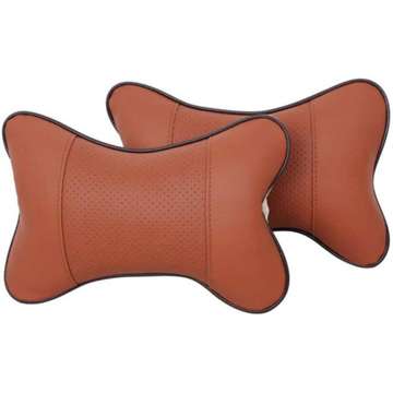 2x Pillow for the headrest for the car comfortable car headrest for the neck Brown