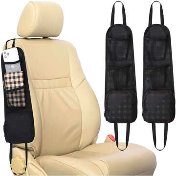 2x Side Car Organizer Seat Car Seat Cover Alogy Car Black