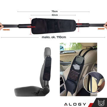 2x Side Car Organizer Seat Car Seat Cover Alogy Car Black