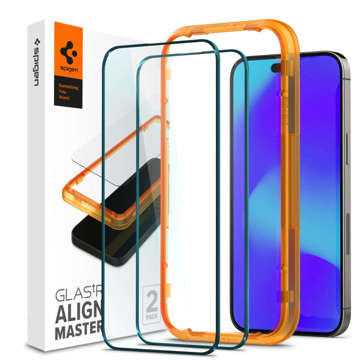 2x Spigen ALM Glass FC tempered glass for Apple iPhone 14 Pro Black