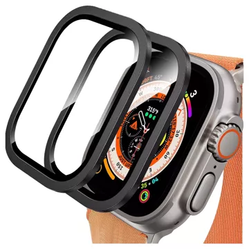 2x Tempered Glass Frame for Apple Watch Ultra / Ultra 2 49mm for Alogy Screen Protector 9H Black