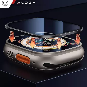 2x Tempered Glass Frame for Apple Watch Ultra / Ultra 2 49mm for Alogy Screen Protector 9H Black