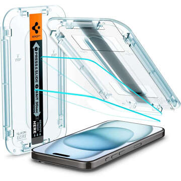 2x Tempered glass for iPhone 15 Spigen Glas.TR "EZ FIT" Clear