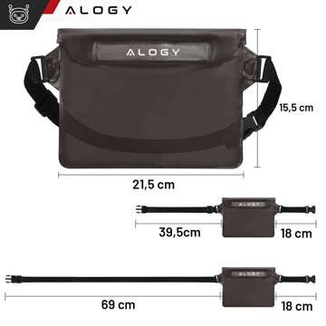 2x Waterproof case waist bag pouch phone case water resistant 21.5x23.5cm Alogy Waterproof Black