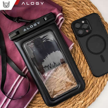 2x Waterproof case waterproof for phone up to 7.5" buoyancy for pool kayak Case water case Alogy Black