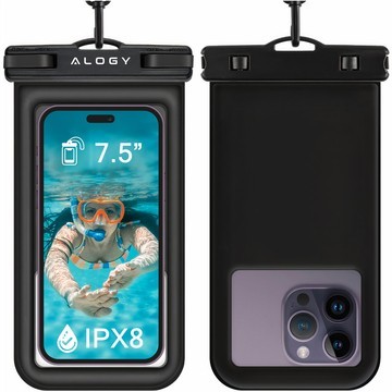 2x Waterproof case waterproof for phone up to 7.5" buoyancy for pool kayak Case water case Alogy Black