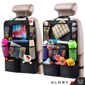 2x car organizer for car seat, backrest, car seat, Alogy protector for tablet, Black