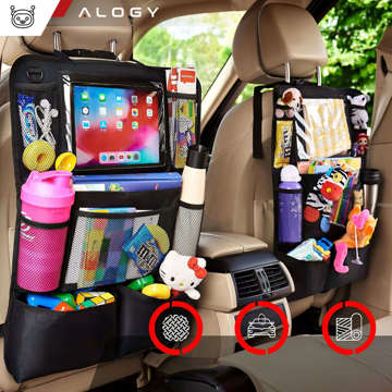 2x car organizer for car seat, backrest, car seat, Alogy protector for tablet, Black