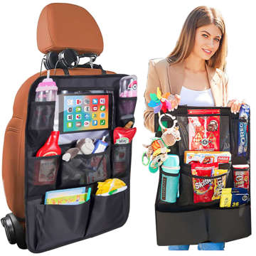 2x car organizer for car seat, backrest, car seat, Alogy protector for tablet, Black