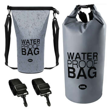 30L Water Resistant Sack Waterproof Pouch Kayak Sails Bag PVC for Sports Grey