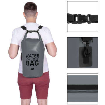 30L Water Resistant Sack Waterproof Pouch Kayak Sails Bag PVC for Sports Grey