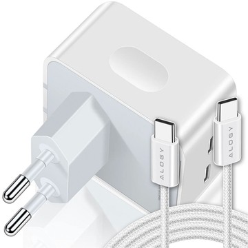 35W Fast Wall Charger 2x USB-C USB Type C PD for iPhone Type-C Cable 1m Alogy White