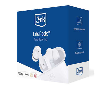 3mk LifePods Wireless Headphones with PowerBank Charging Case White