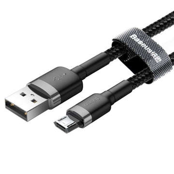 50cm Baseus Cafule USB to micro USB cable QC 3.0 2.4A Gray and black