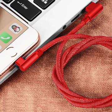 90° angled cable USB to USB-C Type C fast charging QC transmission 2m Red