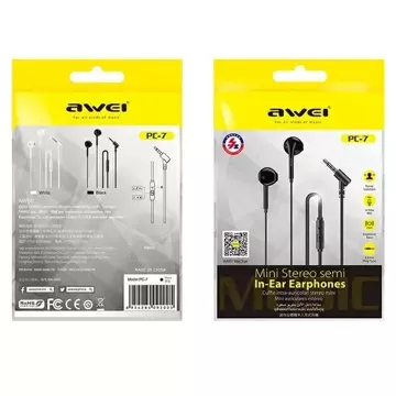 AWEI stereo headphones PC-7 3.5mm jack black/black