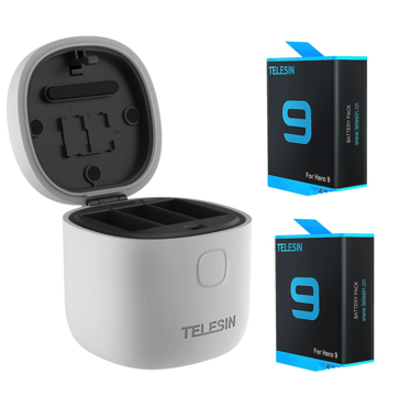 Allin box Telesin waterproof three-channel charger for GoPro Hero 9 / Hero 10 2 batteries (GP-BTR-905-GY)