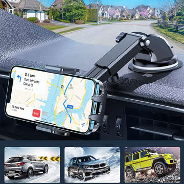 Alogy 2-in-1 car phone holder for the windshield for the dashboard grille Black