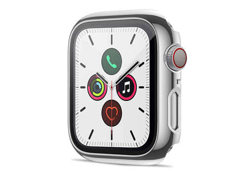 Alogy 2in1 Case Cover with Glass for Apple Watch 4/5/6/SE 44mm Silver