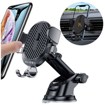 Alogy 2in1 car holder for 6.5" phone gravitational for windshield, dashboard, grille Easy One Touch Organizer