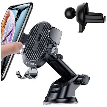 Alogy 2in1 car holder for 6.5" phone gravitational for windshield, dashboard, grille Easy One Touch Organizer