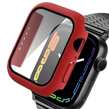 Alogy 2in1 case with glass overlay for Apple Watch 7 41mm Red