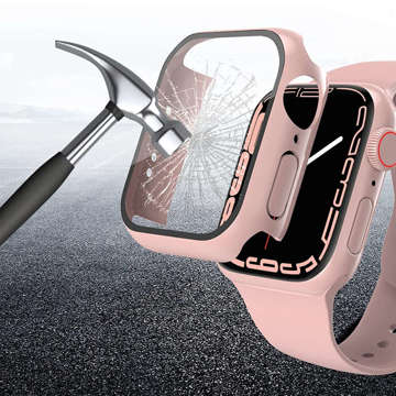 Alogy 2in1 case with glass overlay for Apple Watch 7 45mm Pink