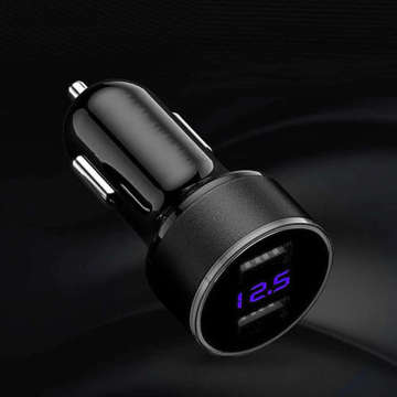 Alogy 2x USB car charger with LED display Black