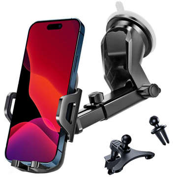 Alogy 3-in-1 car phone holder for the windshield for the dashboard grille Black