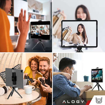 Alogy 360 Rotation Phone Tablet Holder for Tripod Stand 1/4 Inch Cold Shoe Black