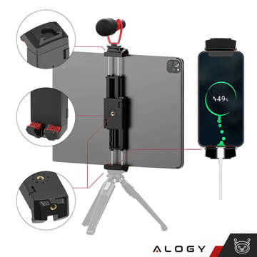 Alogy 360 Rotation Phone Tablet Holder for Tripod Stand 1/4 Inch Cold Shoe Black