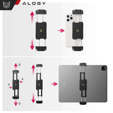 Alogy 360 Rotation Phone Tablet Holder for Tripod Stand 1/4 Inch Cold Shoe Black