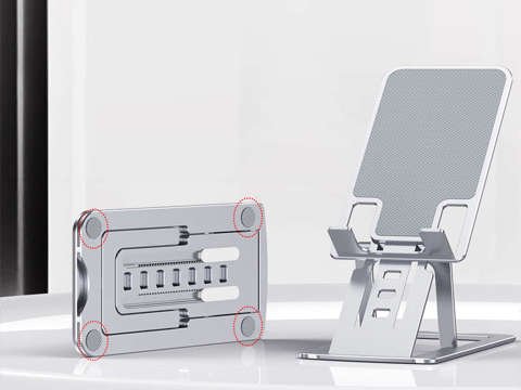 Alogy Adjustable Phone Stand Foldable Desk Stand Silver