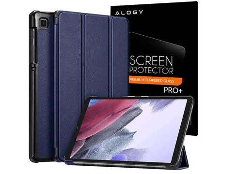 Alogy Book Cover Flip Case for Galaxy A7 Lite 8.7 T220/T225 Navy Glass