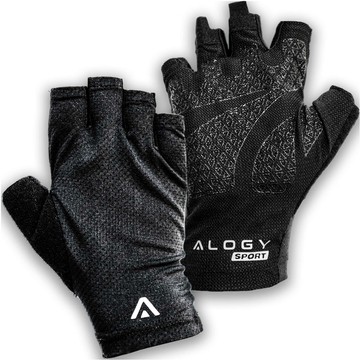 Alogy Cycling Gloves XL Short Fingerless Men's Women's Unisex Sports for MTB Gravel Kross Black