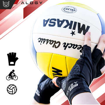 Alogy Cycling Gloves XL Short Fingerless Men's Women's Unisex Sports for MTB Gravel Kross Black