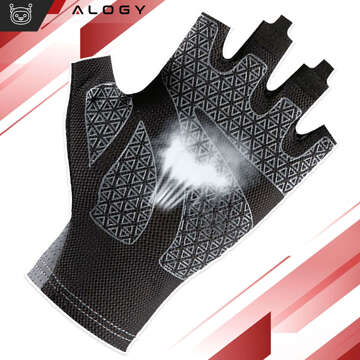 Alogy Cycling Gloves XL Short Fingerless Men's Women's Unisex Sports for MTB Gravel Kross Black