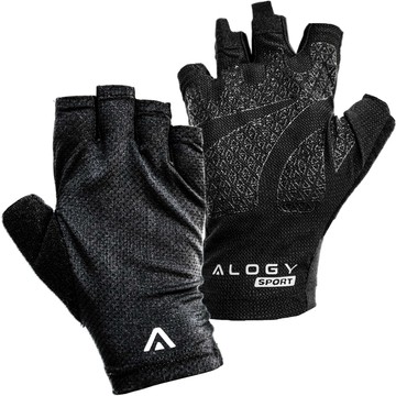 Alogy Cycling Gloves XL Short Fingerless Men's Women's Unisex Sports for MTB Gravel Kross Black