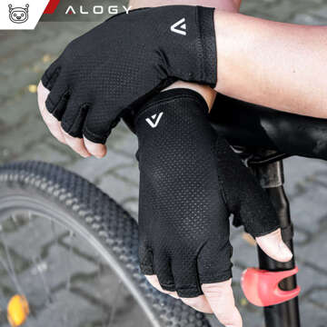 Alogy Cycling Gloves XL Short Fingerless Men's Women's Unisex Sports for MTB Gravel Kross Black