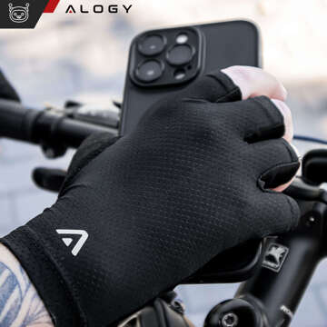 Alogy Cycling Gloves XL Short Fingerless Men's Women's Unisex Sports for MTB Gravel Kross Black