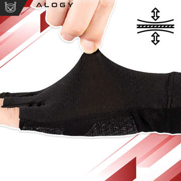 Alogy Cycling Gloves XL Short Fingerless Men's Women's Unisex Sports for MTB Gravel Kross Black