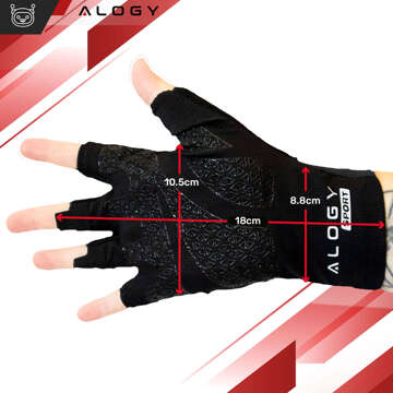 Alogy Cycling Gloves XL Short Fingerless Men's Women's Unisex Sports for MTB Gravel Kross Black