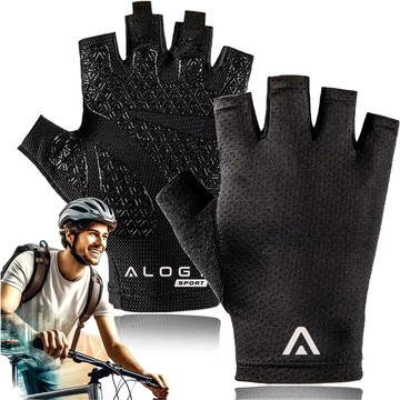 Alogy Cycling Gloves XL Short Fingerless Men's Women's Unisex Sports for MTB Gravel Kross Black