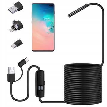 Alogy Duo Cam 1920 Full HD Lightning endoscope inspection camera for iPhone, USB-C, micro USB 3m 8mm black