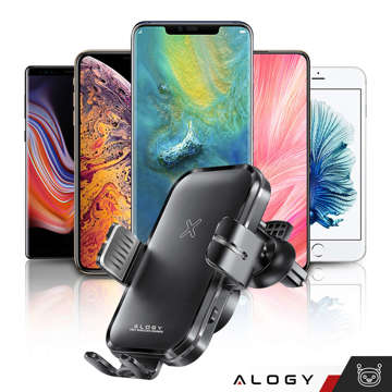 Alogy Fast Charging car holder with 15W inductive Qi charger automatic for the car on the grid fast charging black