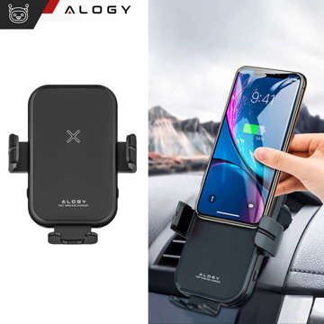 Alogy Fast Charging car holder with 15W inductive Qi charger automatic for the car on the grid fast charging black